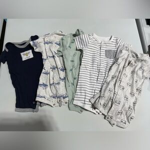 Baby Onesie Set with Shark and Stripes